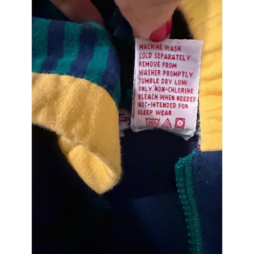 Vintage Gymboree‎ Colorblock Hoodie Jacket Navy Red Green Yellow Newborn Cotton